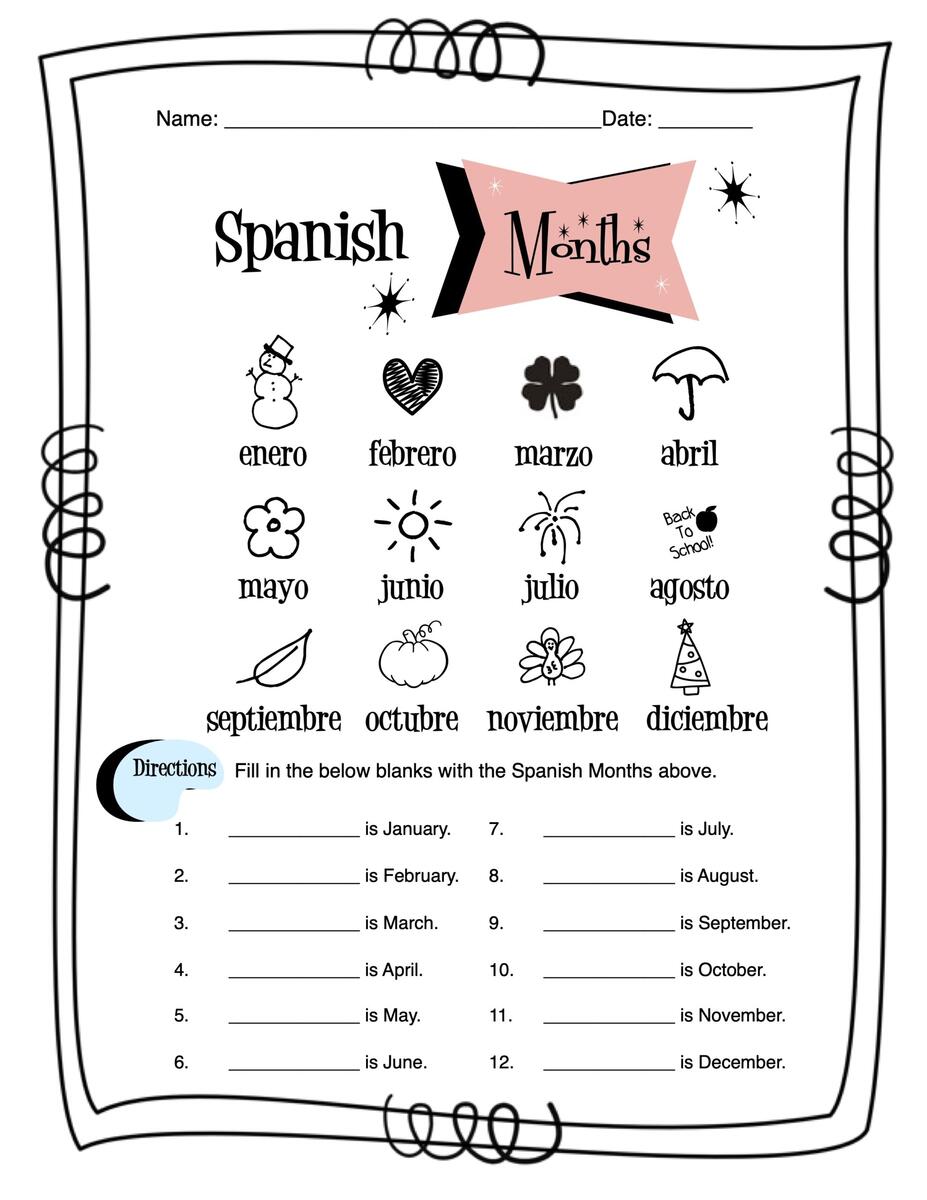 Months Of The Year Worksheets For Kids