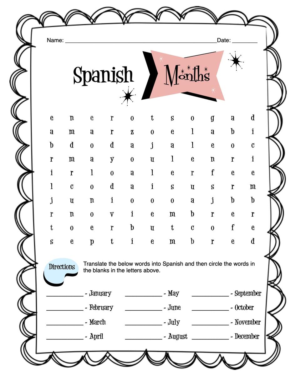 11 Free Printable Spanish Worksheets Months Free PDF At Worksheeto
