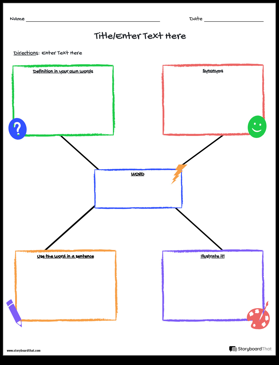 Storyboard That Free Vocabulary Worksheet Templates Storyboard That Free Vocabulary Worksheet Templates