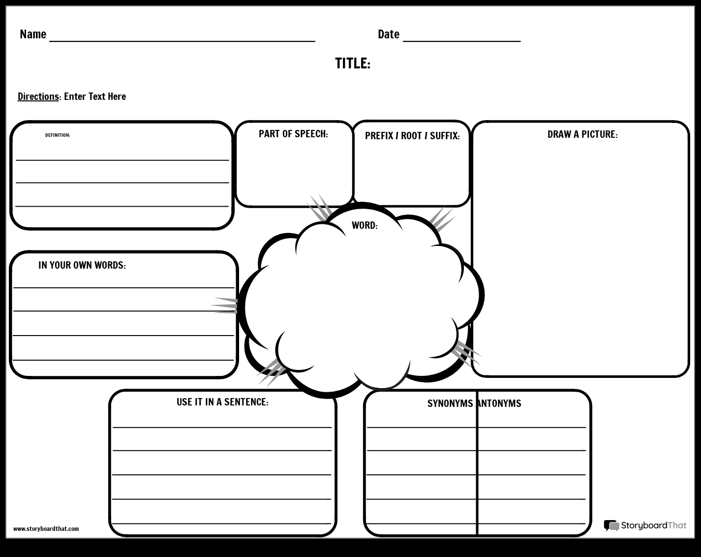 Storyboard That Free Vocabulary Worksheet Templates Storyboard That Free Vocabulary Worksheet Templates