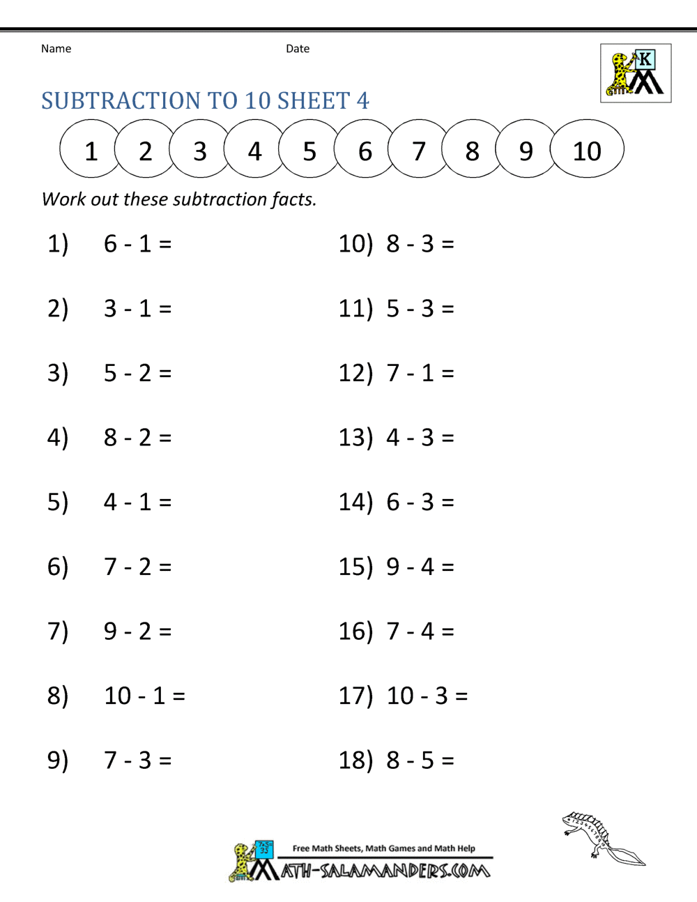 Subtraction To 10 Worksheets Fun And Educational Activities For Early Learners Subtraction To 10 Worksheets Fun And Educational Activities For Early Learners