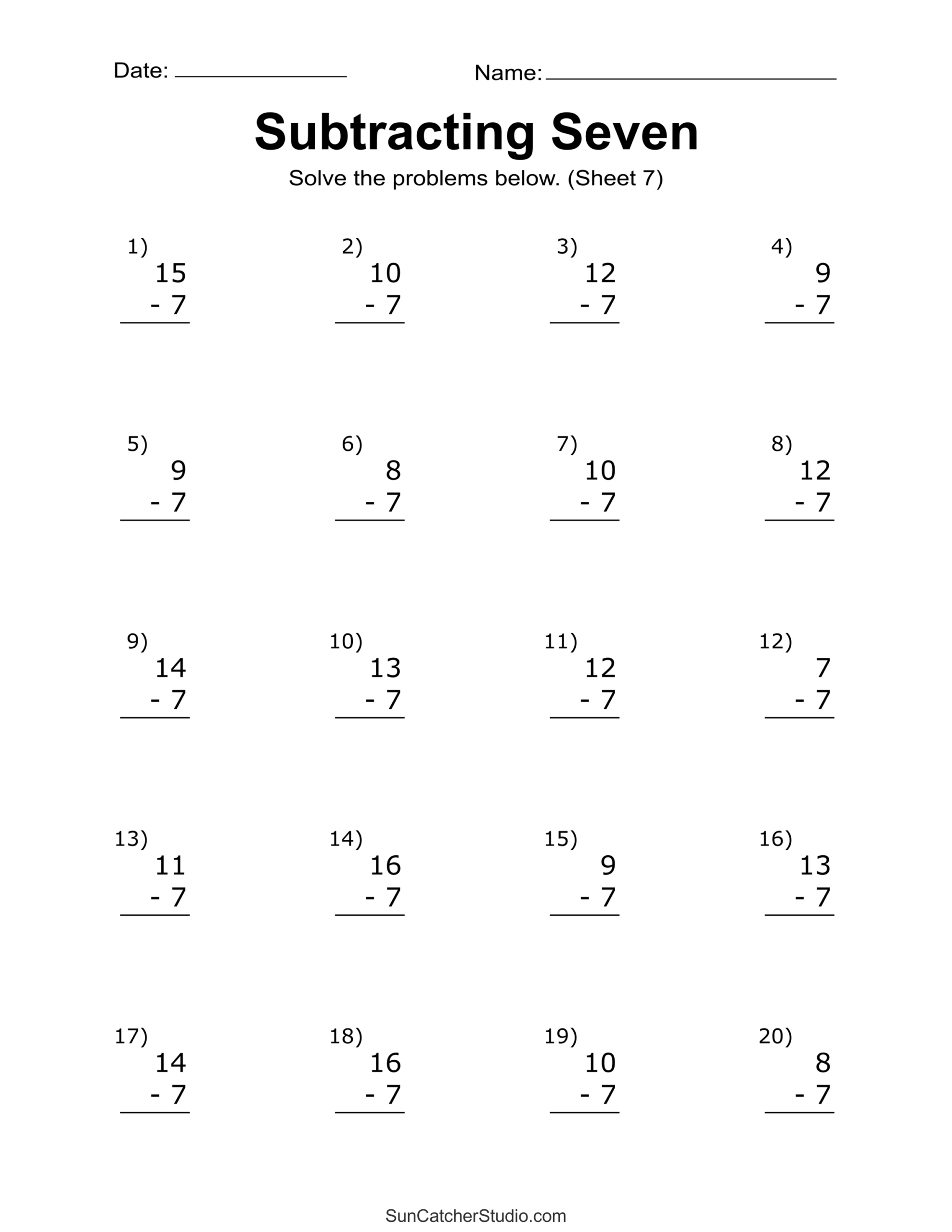 Subtraction Worksheets Free Printable Math Drills Free Printables Lettering SVG Files Tools Apps