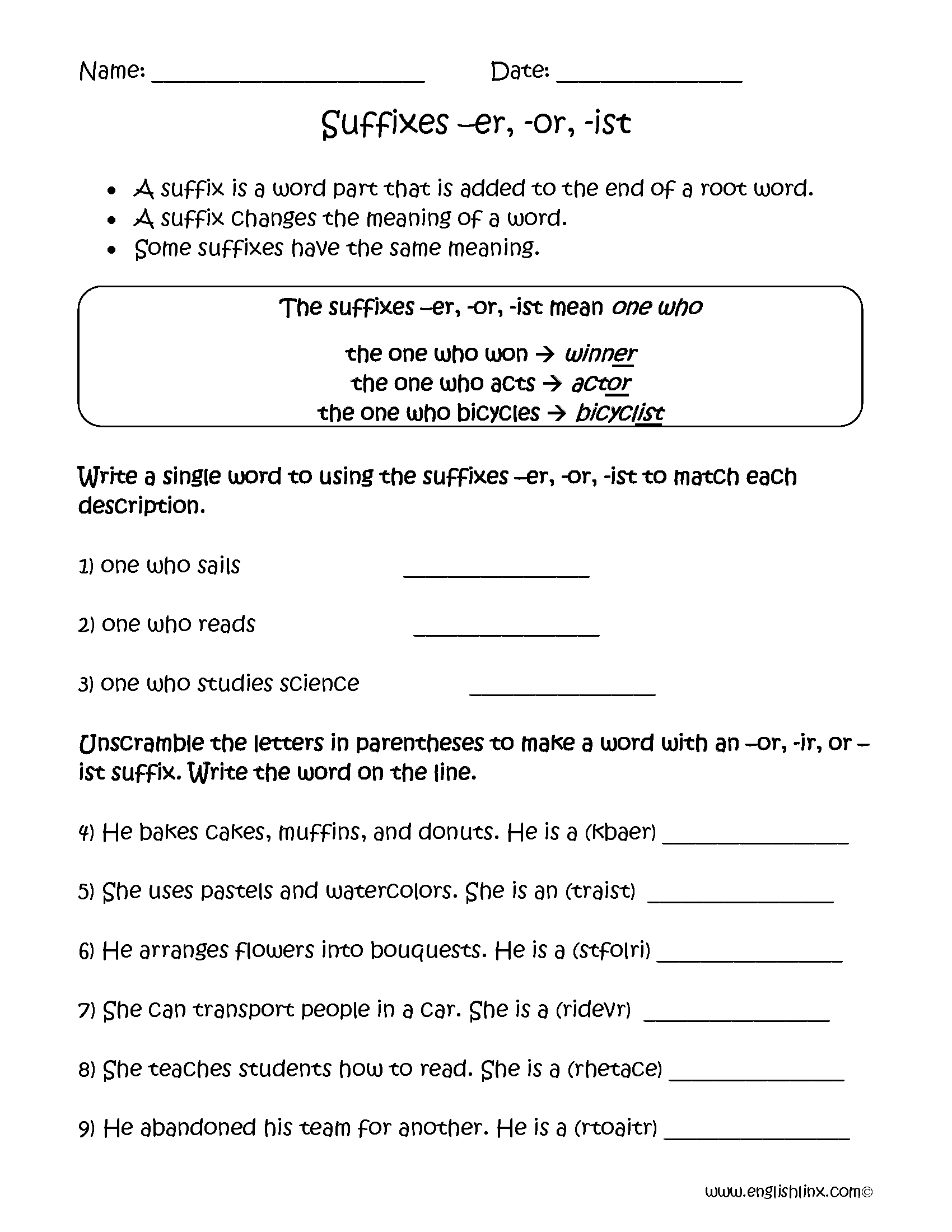 Suffixes Worksheets Printable Word Endings Practice Suffixes Worksheets Printable Word Endings Practice