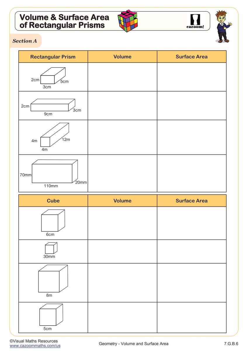 Surface Area And Volume Worksheets Printable PDF Worksheets Cazoom Math