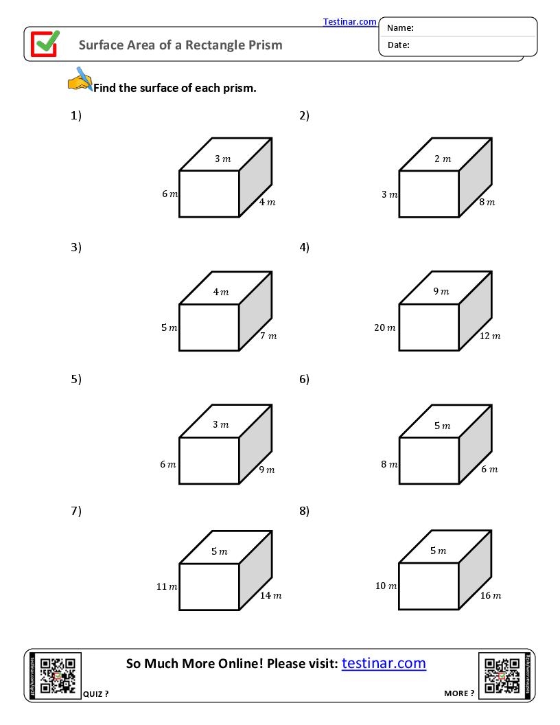 Surface Area And Volume Worksheets Printable PDF Worksheets Cazoom Math