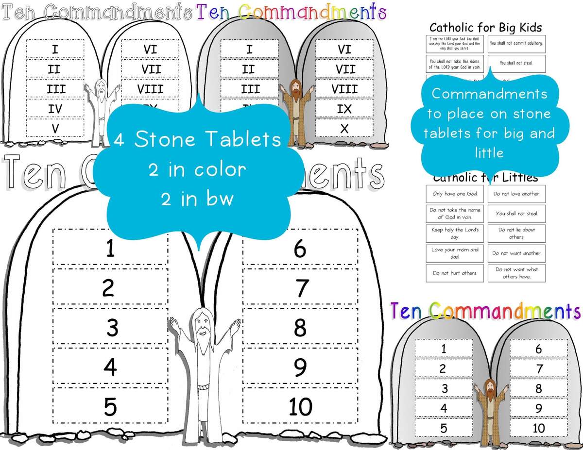 Ten Commandments Cut Paste Worksheets For Kids Catholic Classful