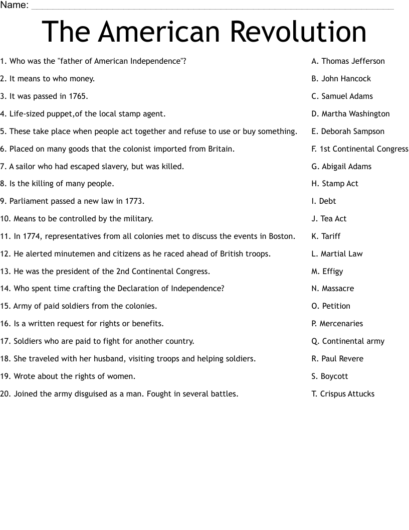 The American Revolution Worksheet WordMint Quiz Worksheet Stamp Act Of 1765 Study