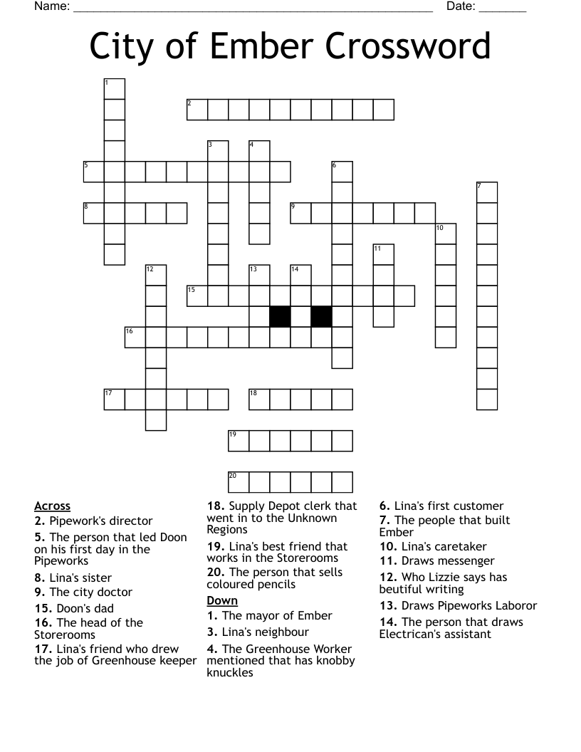 The City Of Ember Word Search WordMint