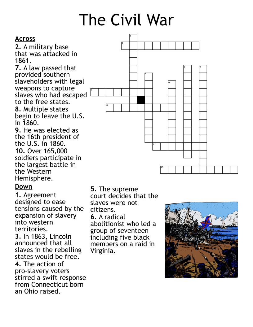 The Civil War Worksheet WordMint