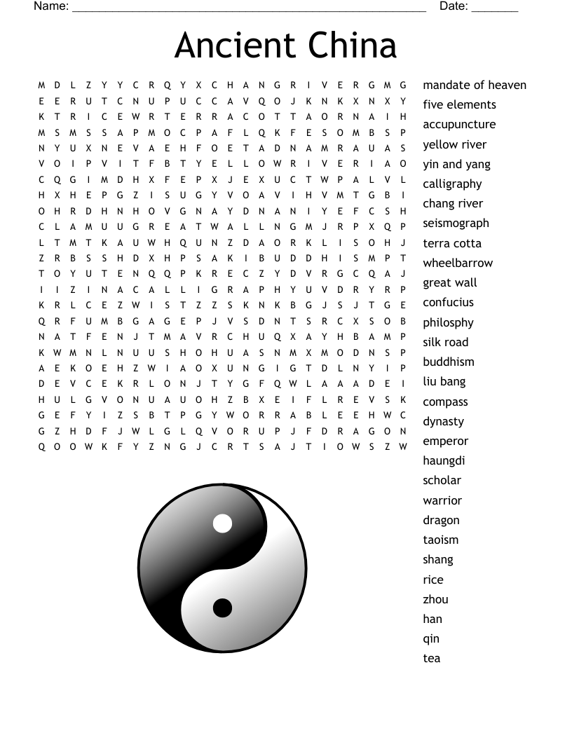 The Shang Dynasty Worksheet WordMint