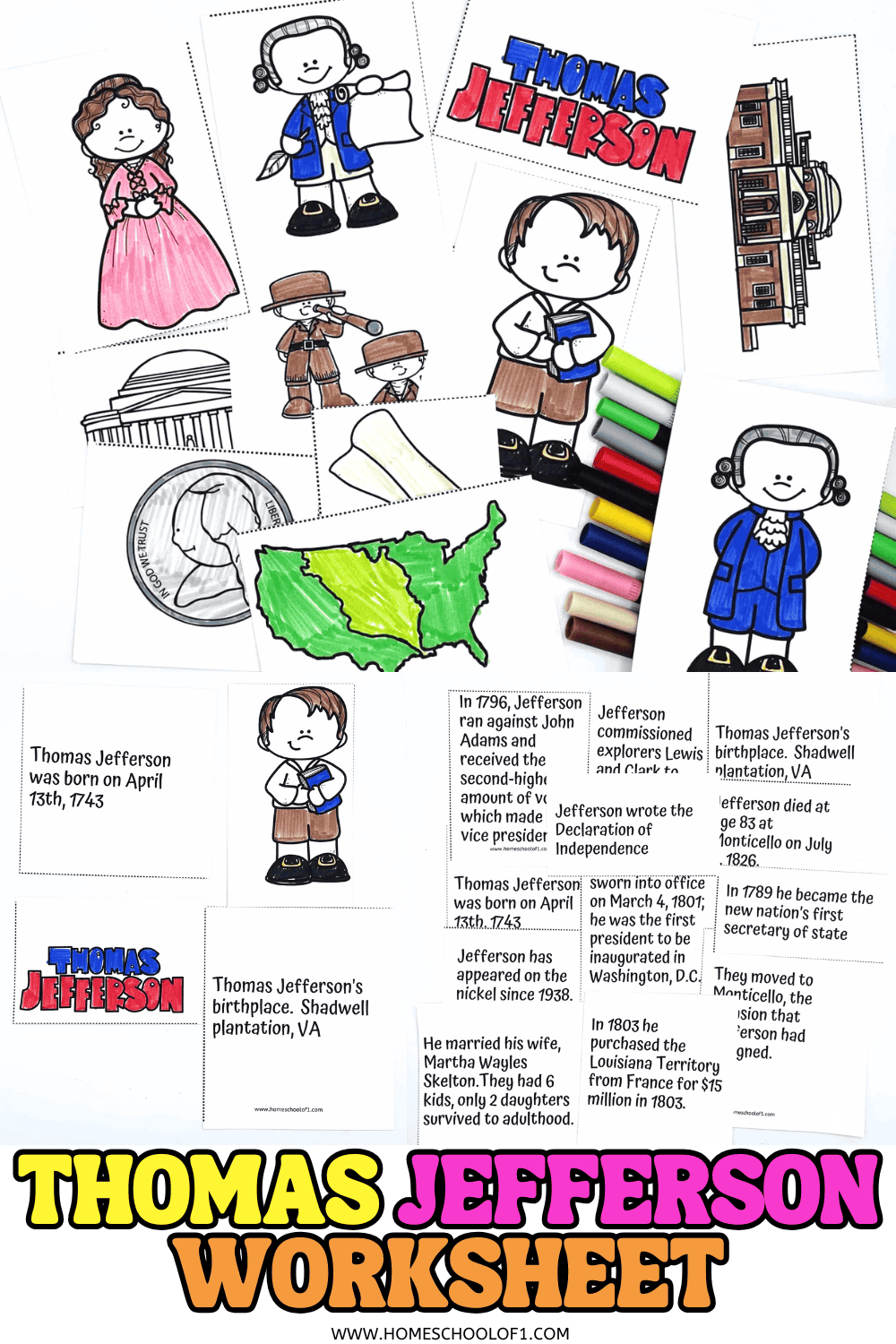 Thomas Jefferson Worksheet And Timeline Activity For Kids