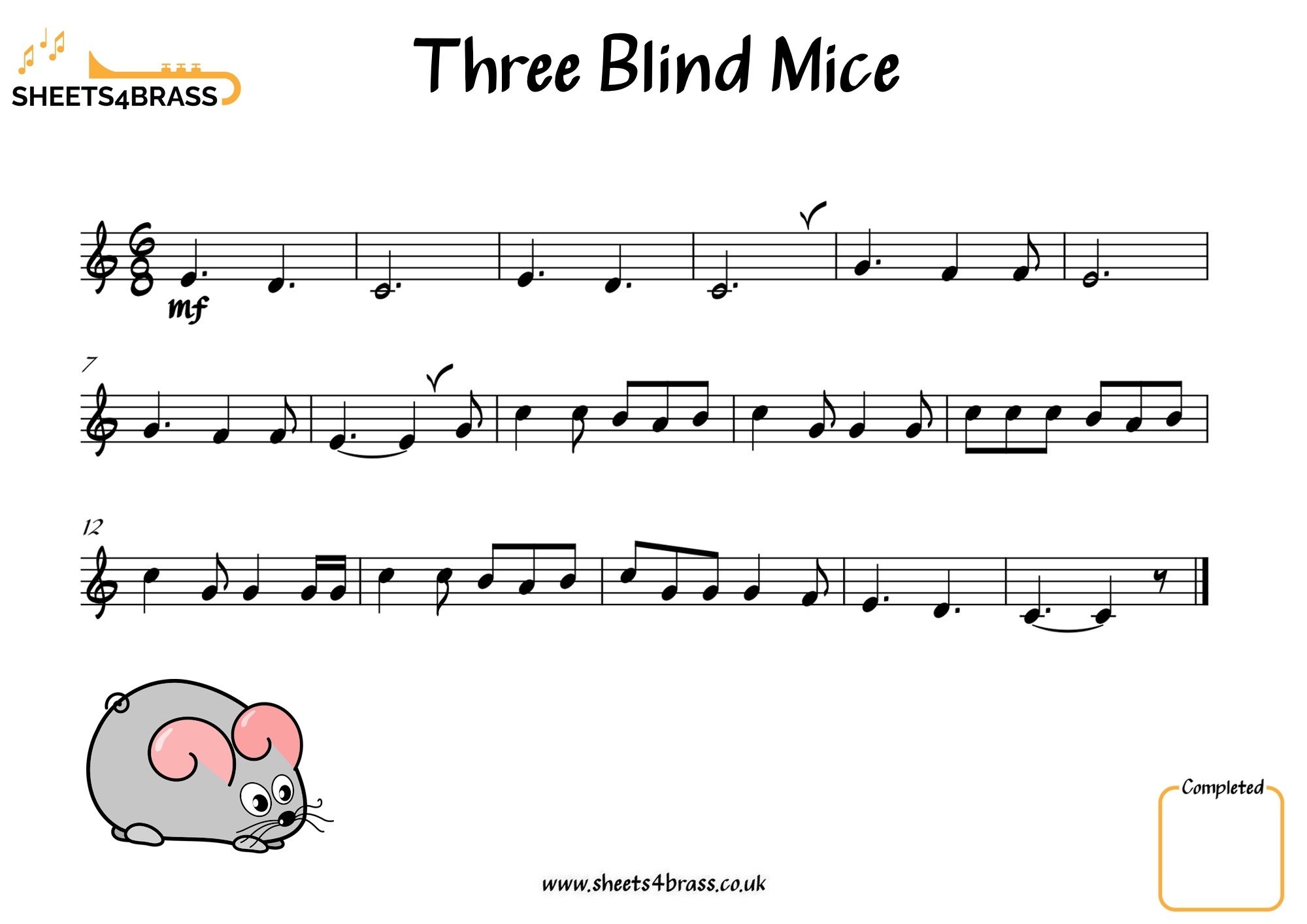 Three Blind Mice Sheet Music For Brass Sheets4brass Got Bored And Drew Rattos Doing Human Activities R RATS
