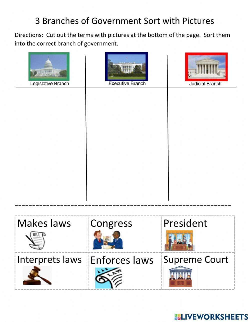 Three Branches Of Government Worksheet PDF Engaging Activities For Civics Education