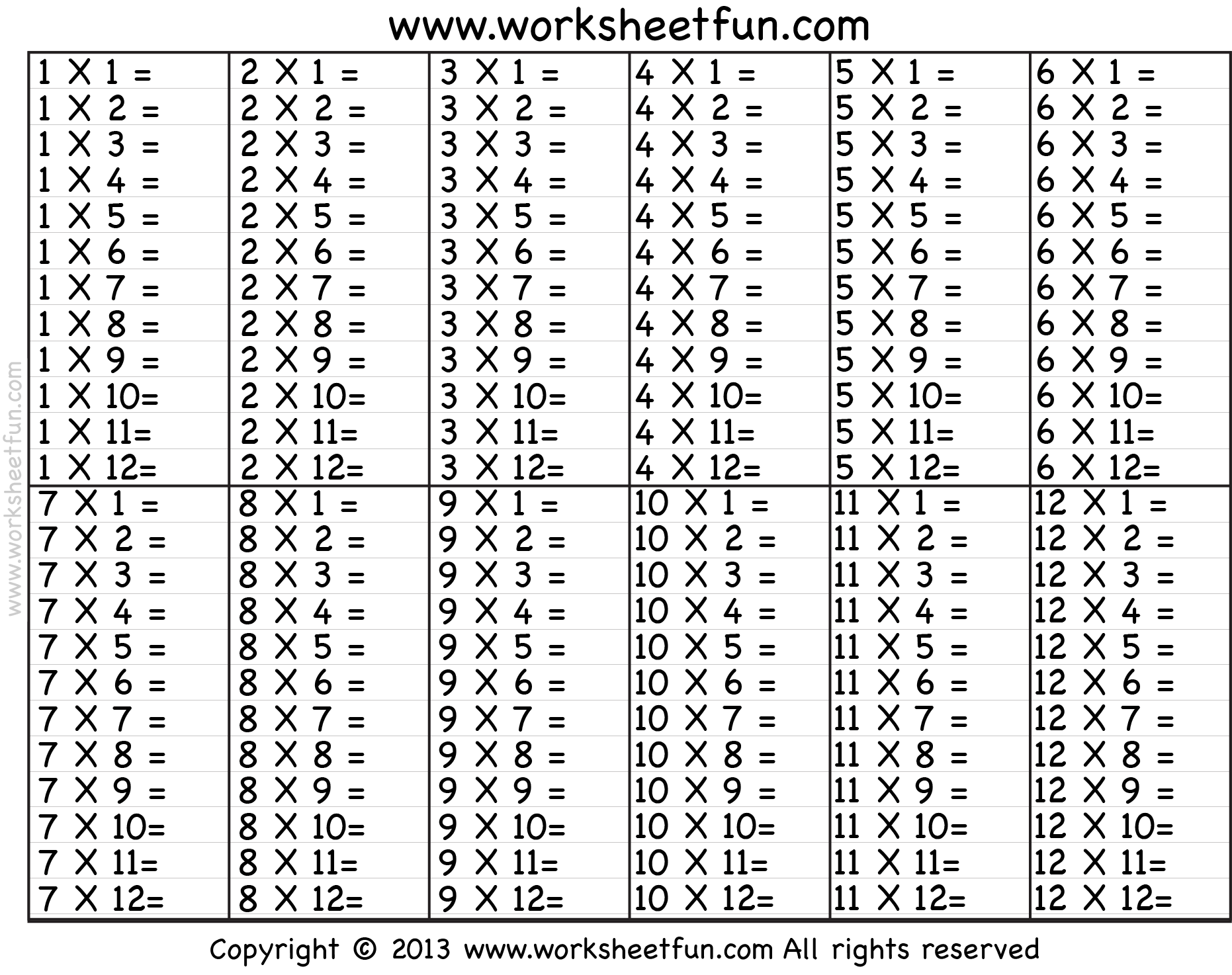 Times Table 2 12 Worksheets 1 2 3 4 5 6 7 8 9 10 11 12 13 14 15 16 17 18 19 And 20 FREE Printable Worksheets Worksheetfun 10 Printable Multiplication Worksheets Fill In The Blanks Single Digit Multiplication Numbers 1 12 Maths Drills Answers Included Etsy