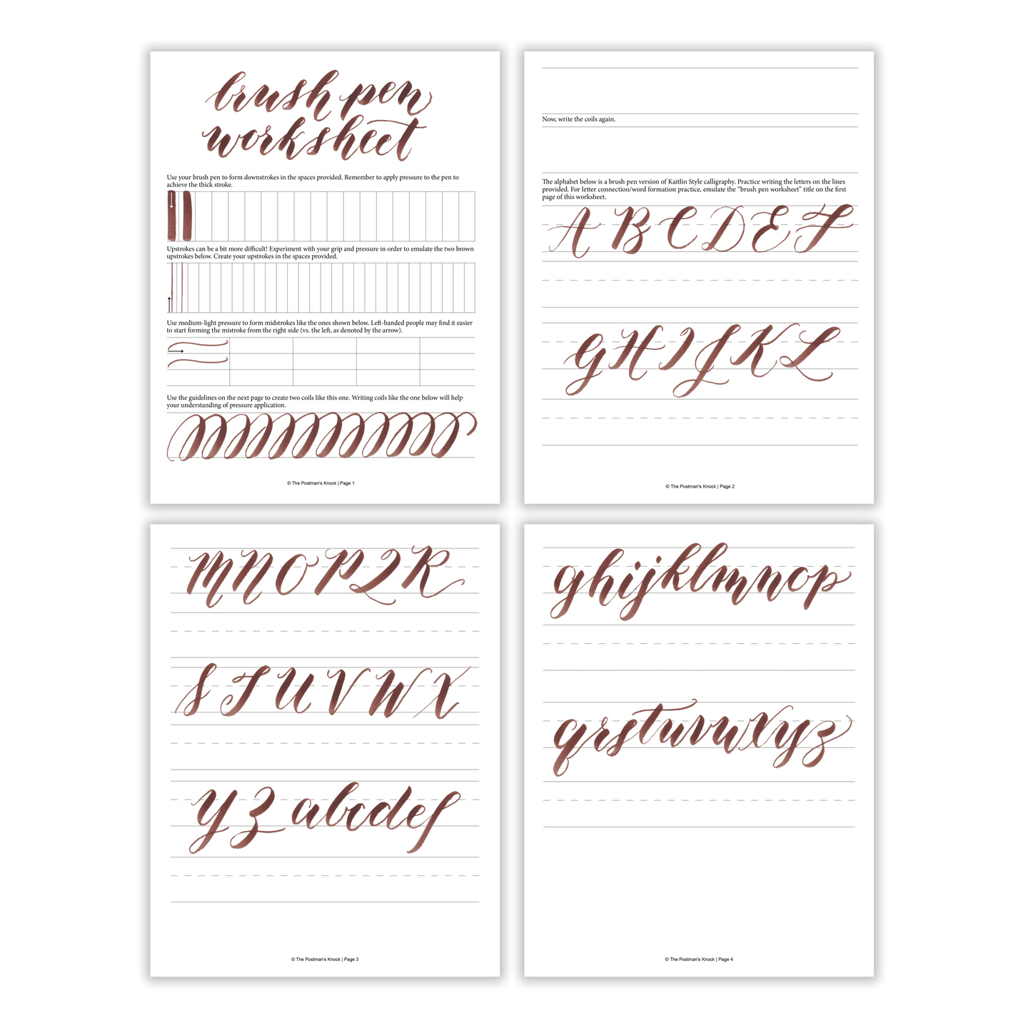Top Pen Brush Lettering Practical Alphabets Store Free Basic Brush Pen Calligraphy Worksheet The Postman S Knock