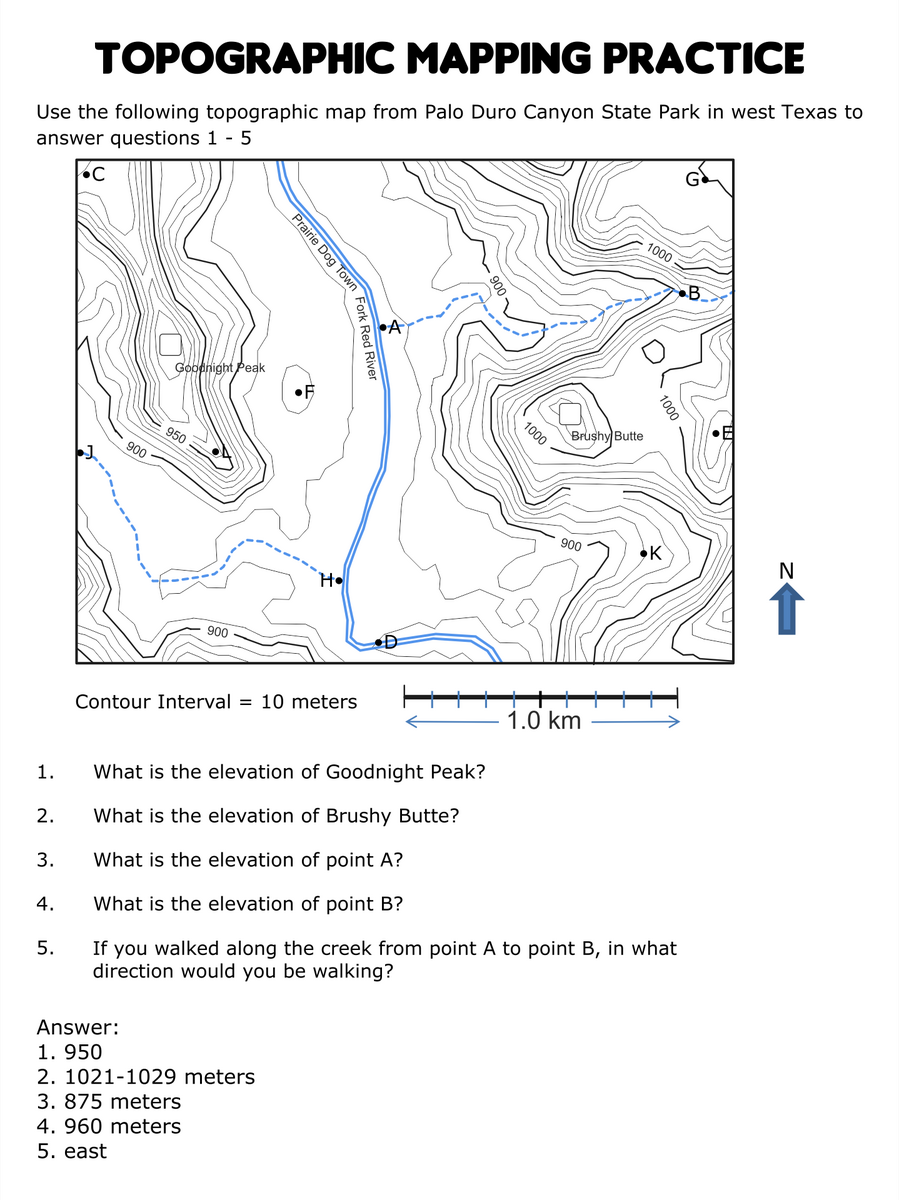 Topographic Map Worksheets 10 Free PDF Printables Printablee