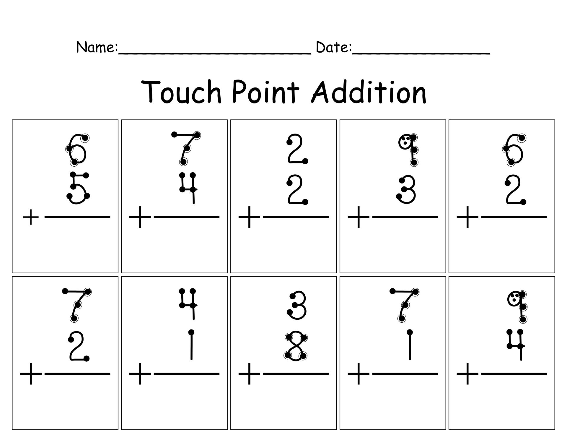 Touch Math Worksheets