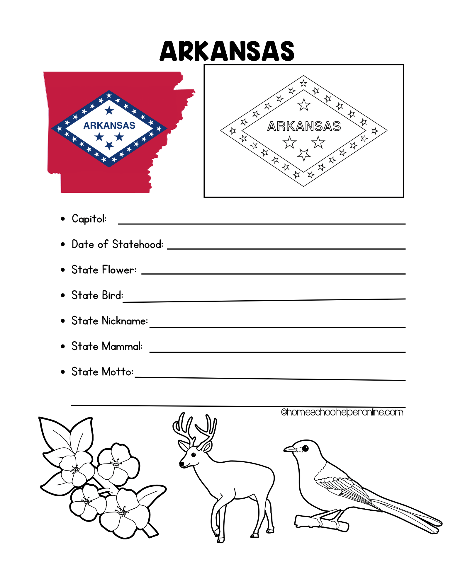 U S State Flags And Symbols Bundle Homeschool Helper Online