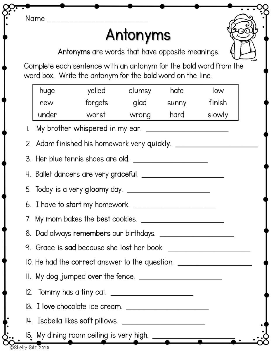 Unlocking The Power Of Language With Antonym And Synonym Worksheets Second Grade Teaching Blog