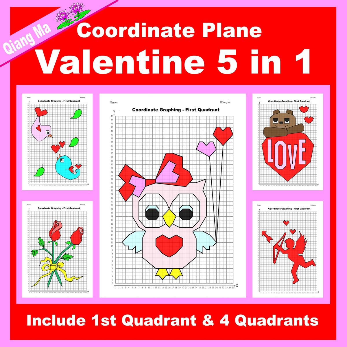 Valentine Coordinate Plane Graphing Picture Valentine Bundle 5 In 1 Classful Valentine Coordinate Plane Graphing Picture Valentine Bundle 5 In 1 Classful