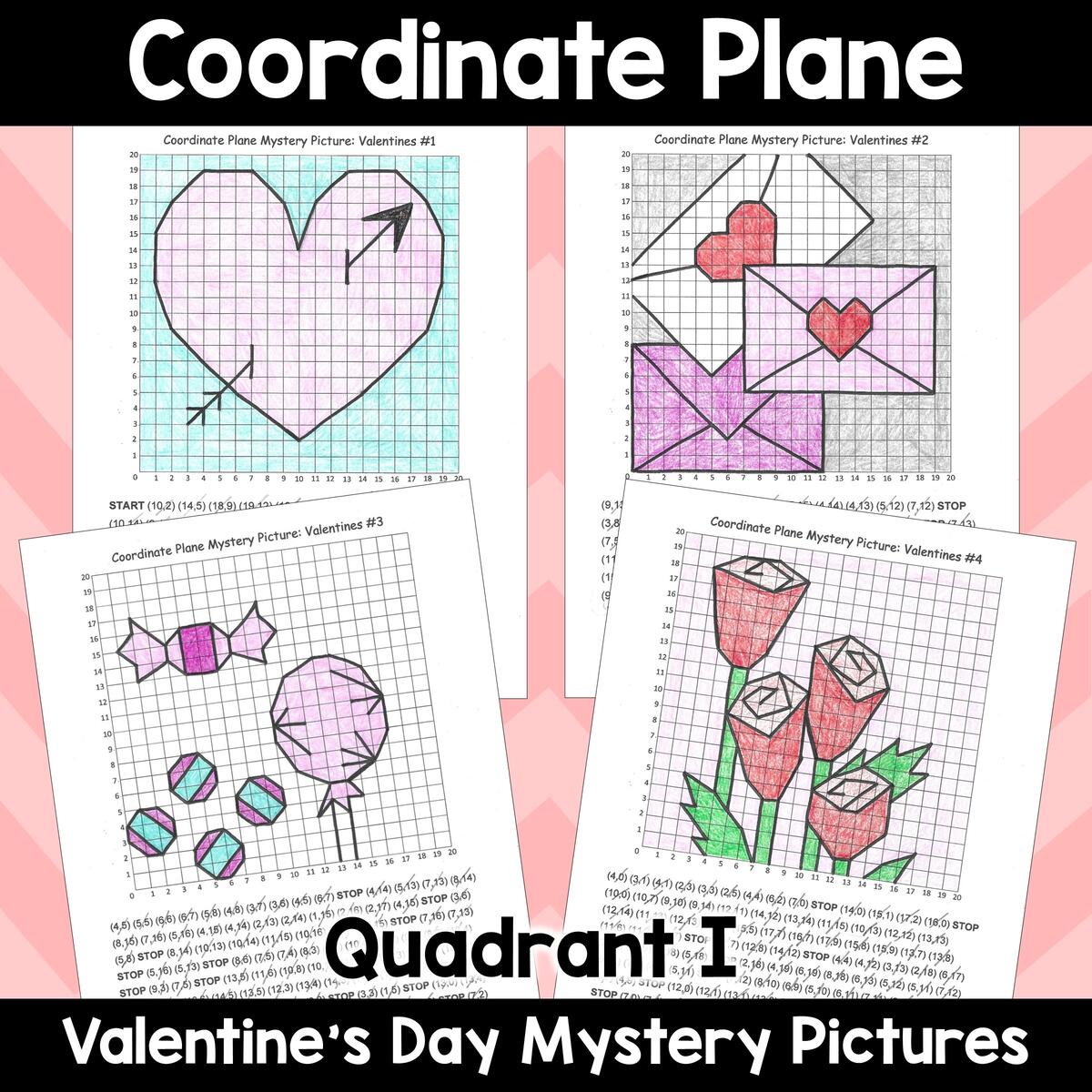 Valentine S Day Coordinate Plane Mystery Graphing Pictures In Quadrant I Made By Teachers Valentines Day Bundle 1 Coordinate Plane Activity Kraus Math Worksheets Library
