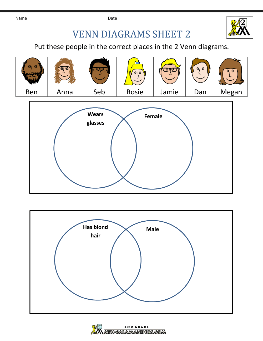 Venn Diagram Worksheets 3rd Grade