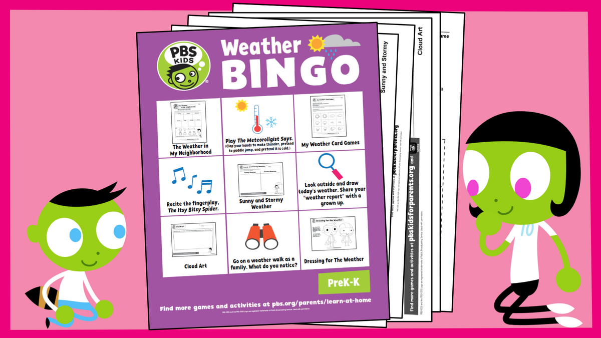 Weather Bingo PreK And K PBS KIDS PBS LearningMedia