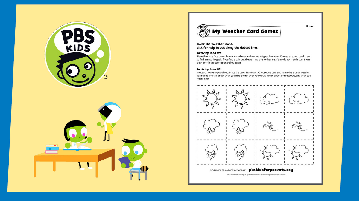 Weather Bingo PreK And K PBS KIDS PBS LearningMedia