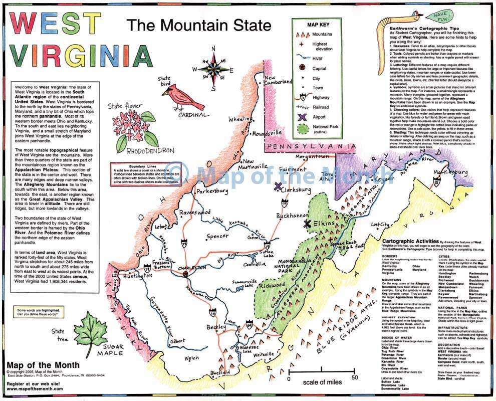 West Virginia Map Blank Outline Map 16 By 20 Inches Activities Included West Virginia Map Blank Outline Map 16 By 20 Inches Activities Included