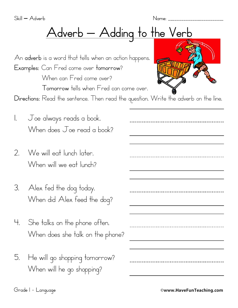 When Adverbs Worksheet By Teach Simple