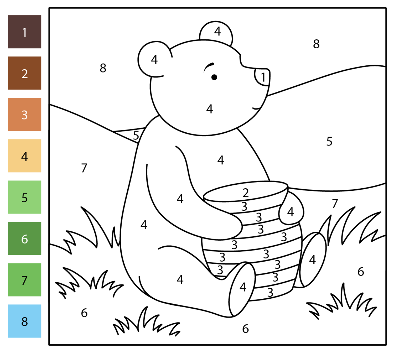 Winnie The Pooh Color By Number Coloring Page Free Printable Disney Color By Number Kids Activity Zone