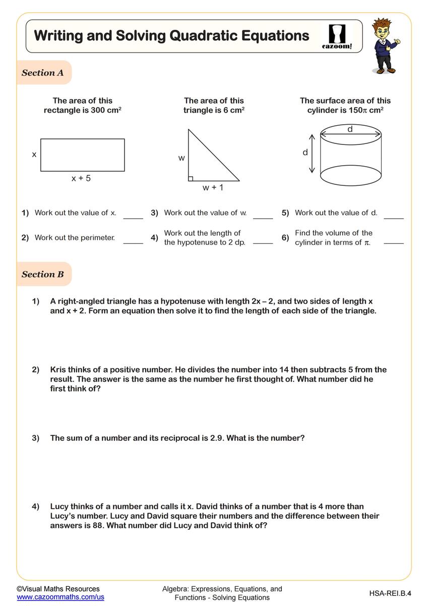 HW 10 Quadratic Word Problems KEY 1 Pdf Course Hero Worksheets Library