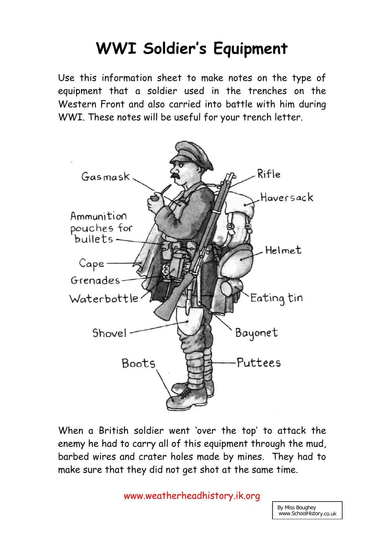 WWI Soldiers Equipment Worksheet KS3 Lesson Resource Worksheets Library WWI Soldiers Equipment Worksheet KS3 Lesson Resource Worksheets Library