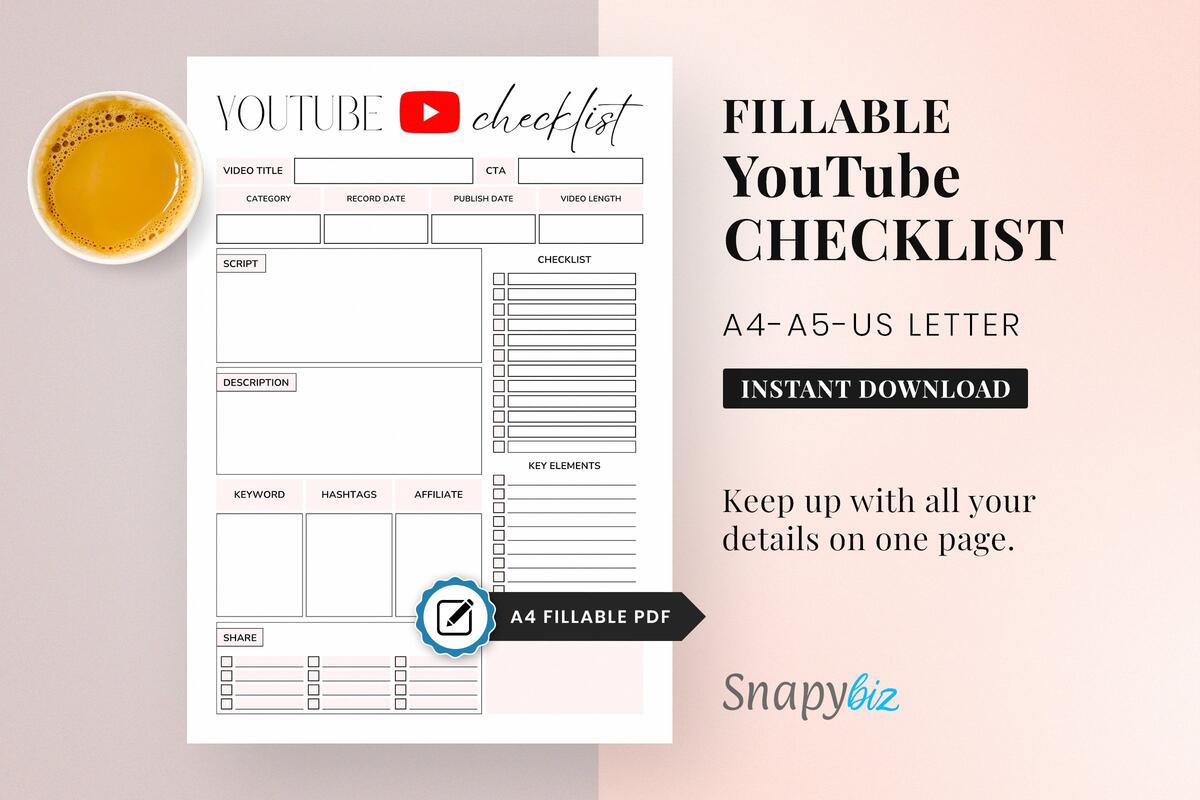 YouTube Checklist Video Checklist Checklist Printable Pdf