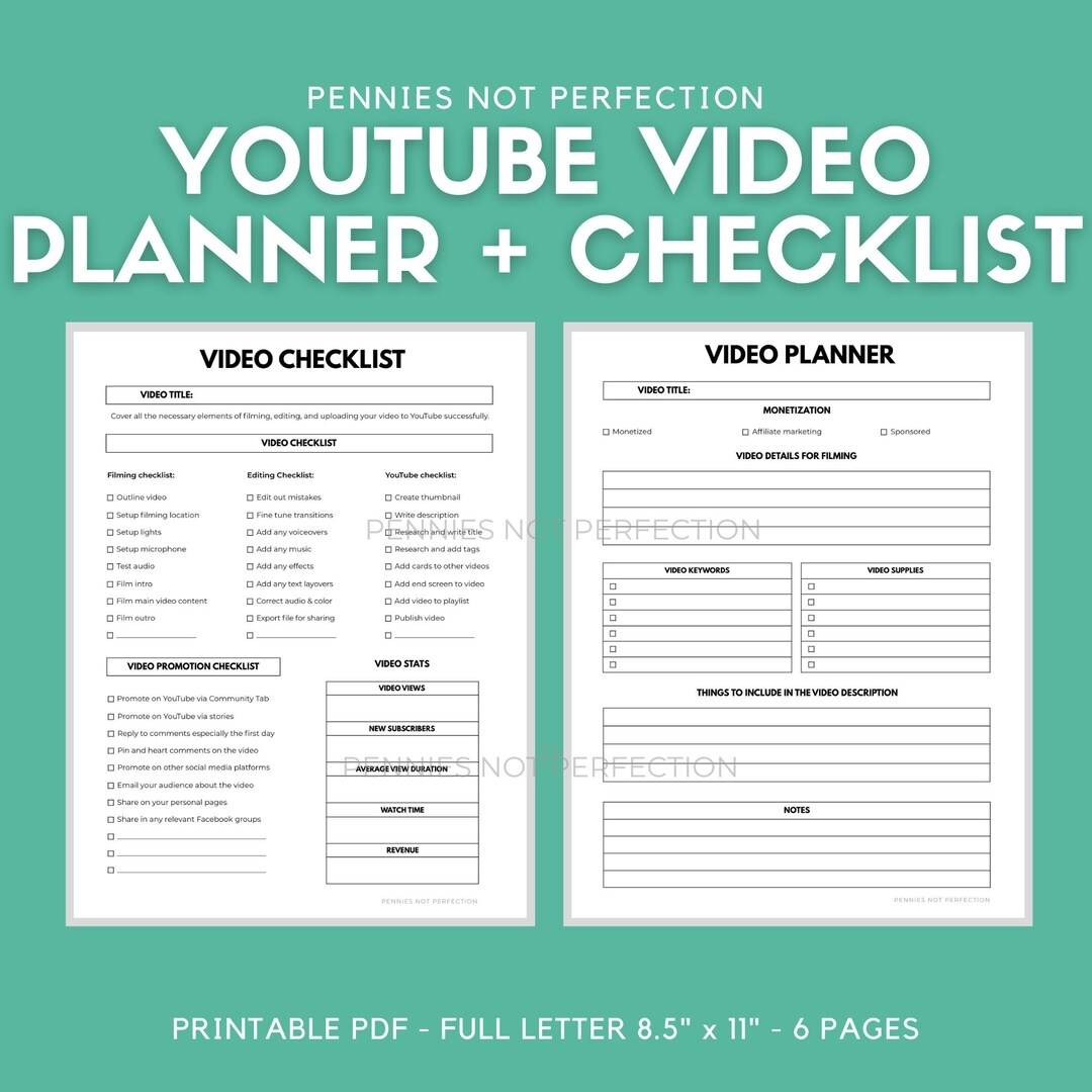 FREE Printable YouTube Video Planner Worksheets Library