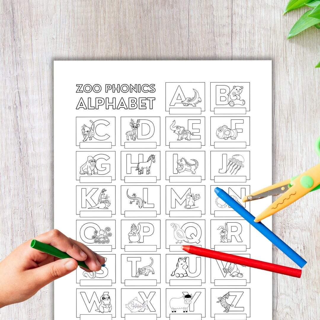 Zoo Phonics Coloring Pages Preschool Worksheets Printable Coloring Kids Wall Art Alphabet Art Homeschool Printable PDF File PDF File Etsy